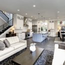 Large modern luxury living room interior in Bellevue home. Large modern luxury living room interior in Bellevue home.